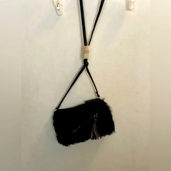 Rue 21 Y2K black faux fur crossbody small purse-NWT - Picture 6 of 6